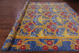 Blue William Morris Hand Knotted Wool Rug - 12' 1" X 15' 2" - Golden Nile