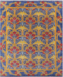 Blue William Morris Hand Knotted Wool Rug - 12' 1" X 15' 2" - Golden Nile