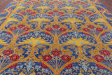 Blue William Morris Hand Knotted Wool Rug - 12' 1" X 15' 2" - Golden Nile