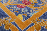 Blue William Morris Hand Knotted Wool Rug - 12' 1" X 15' 2" - Golden Nile
