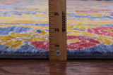 Blue William Morris Hand Knotted Wool Rug - 12' 1" X 15' 2" - Golden Nile