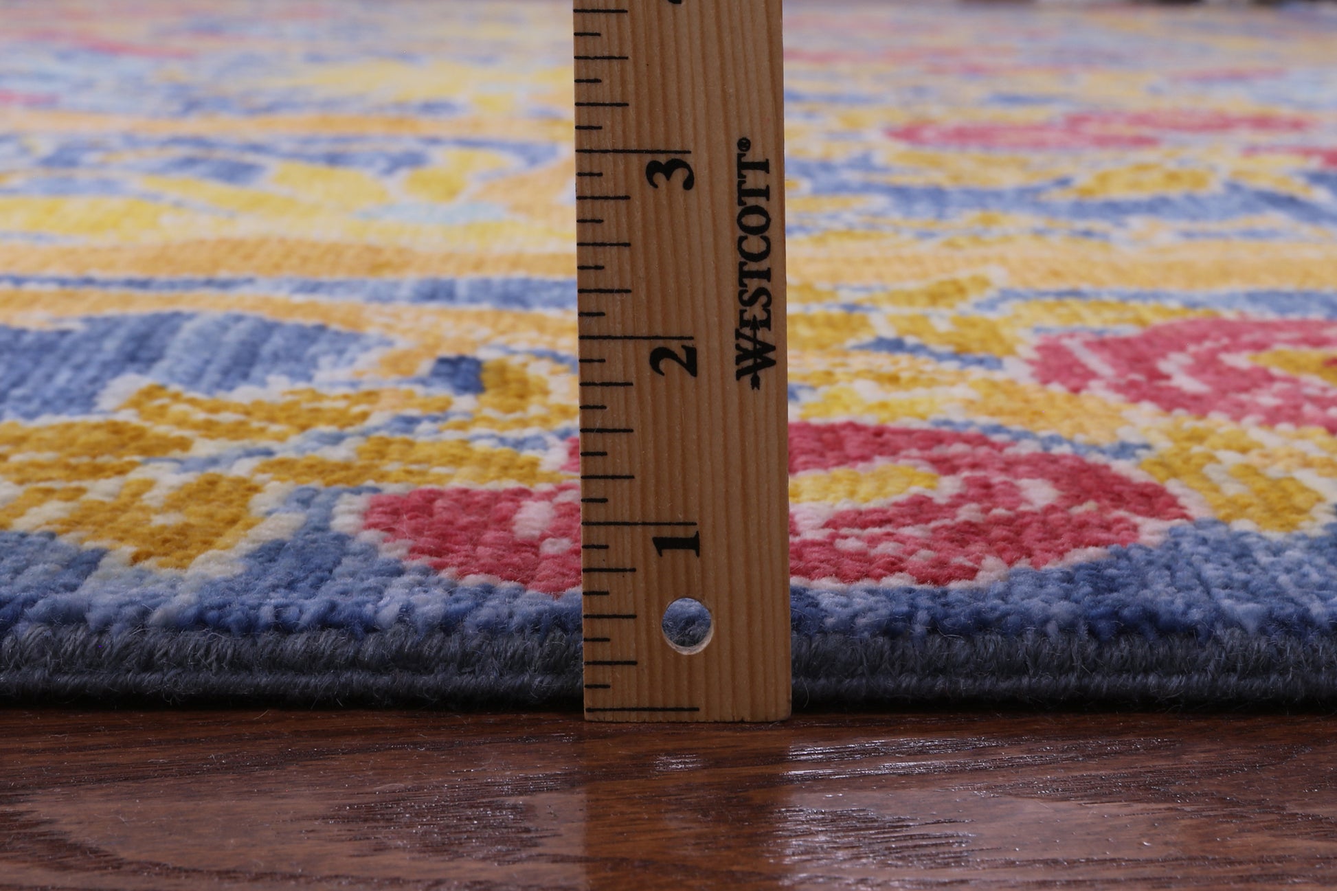 Blue William Morris Hand Knotted Wool Rug - 12' 1" X 15' 2" - Golden Nile
