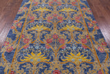Blue William Morris Hand Knotted Wool Rug - 6' 3" X 9' 4" - Golden Nile