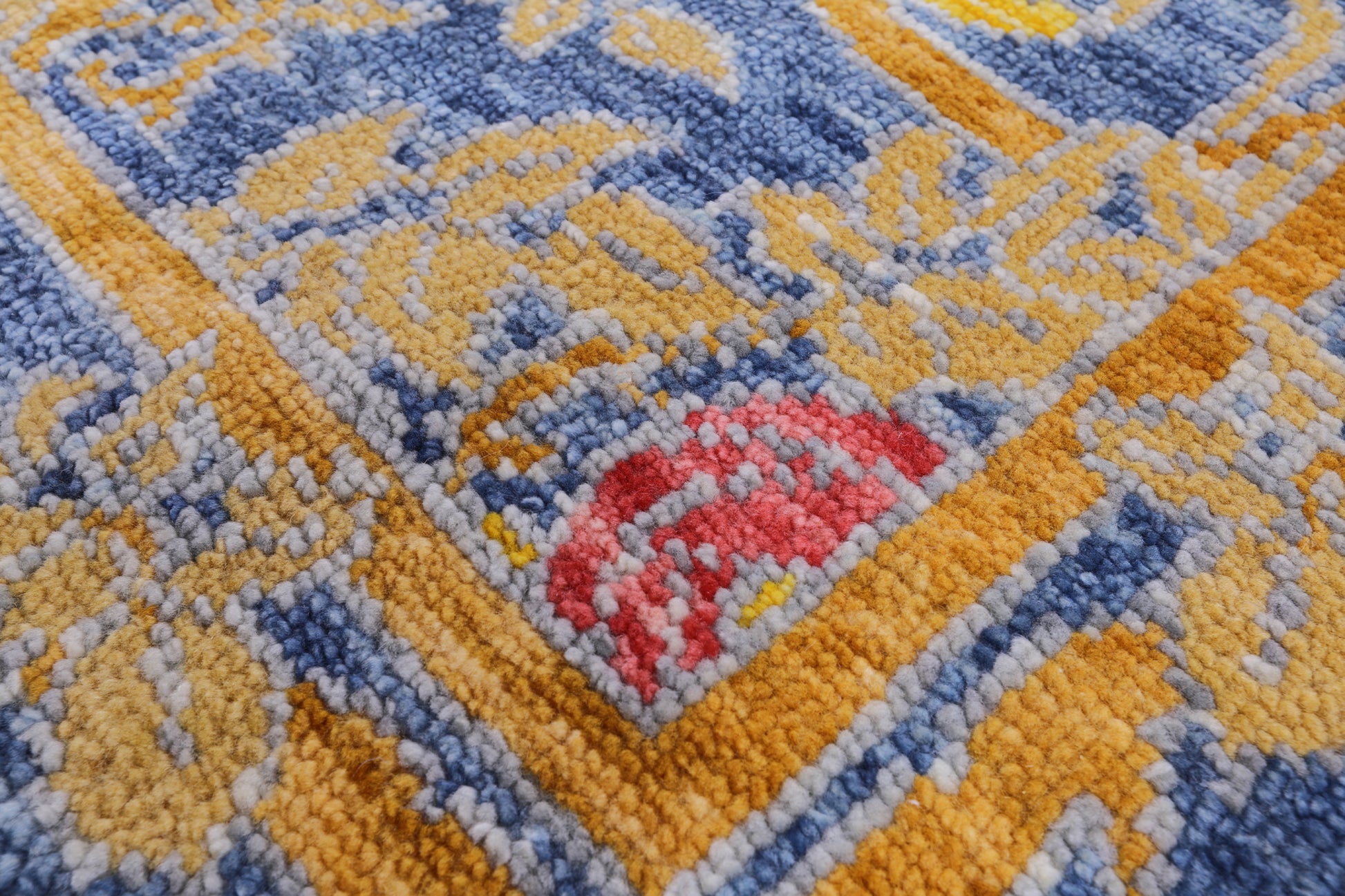 Blue William Morris Hand Knotted Wool Rug - 6' 3" X 9' 4" - Golden Nile