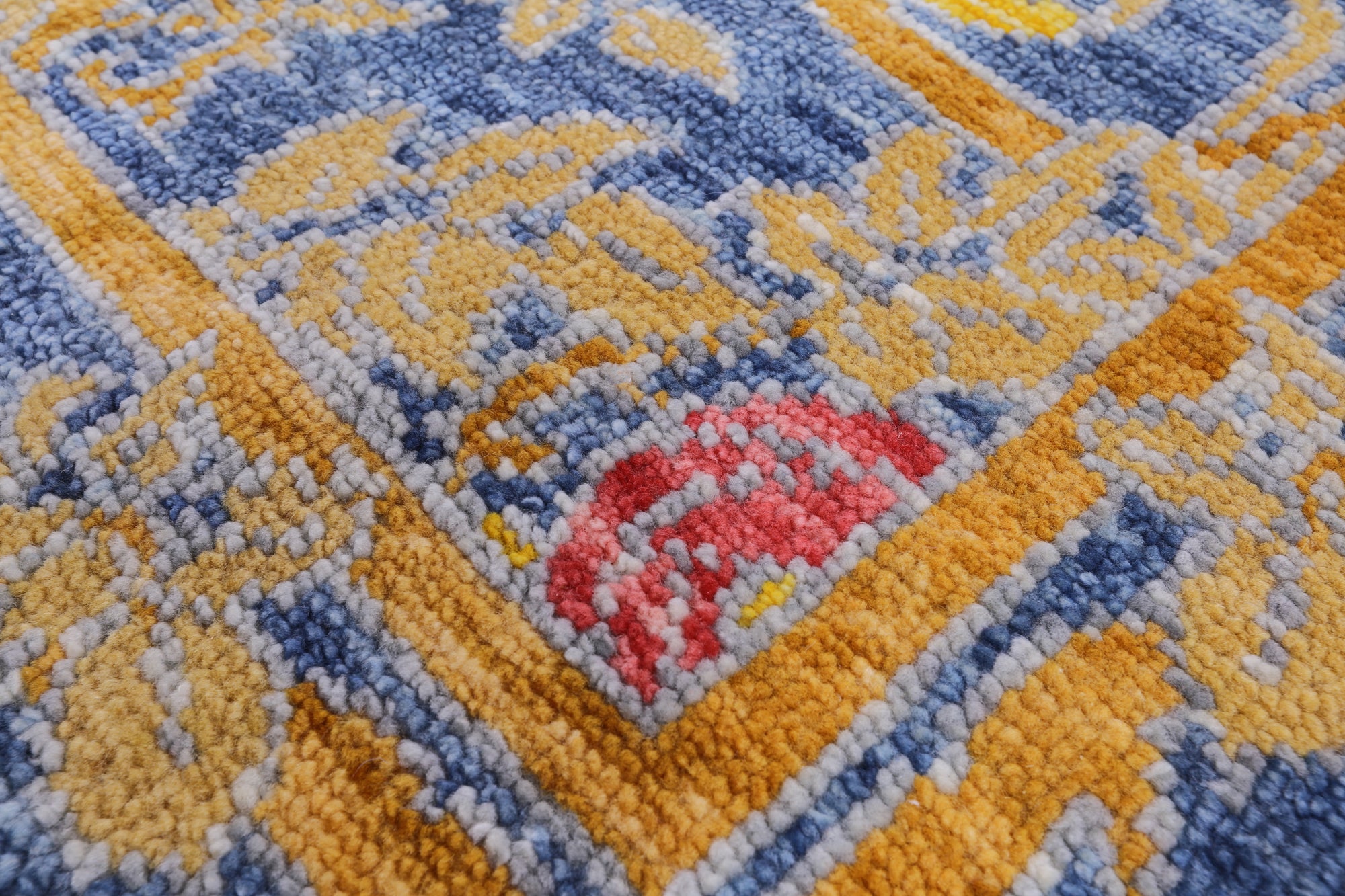 Blue William Morris Hand Knotted Wool Rug - 6' 3" X 9' 4" - Golden Nile