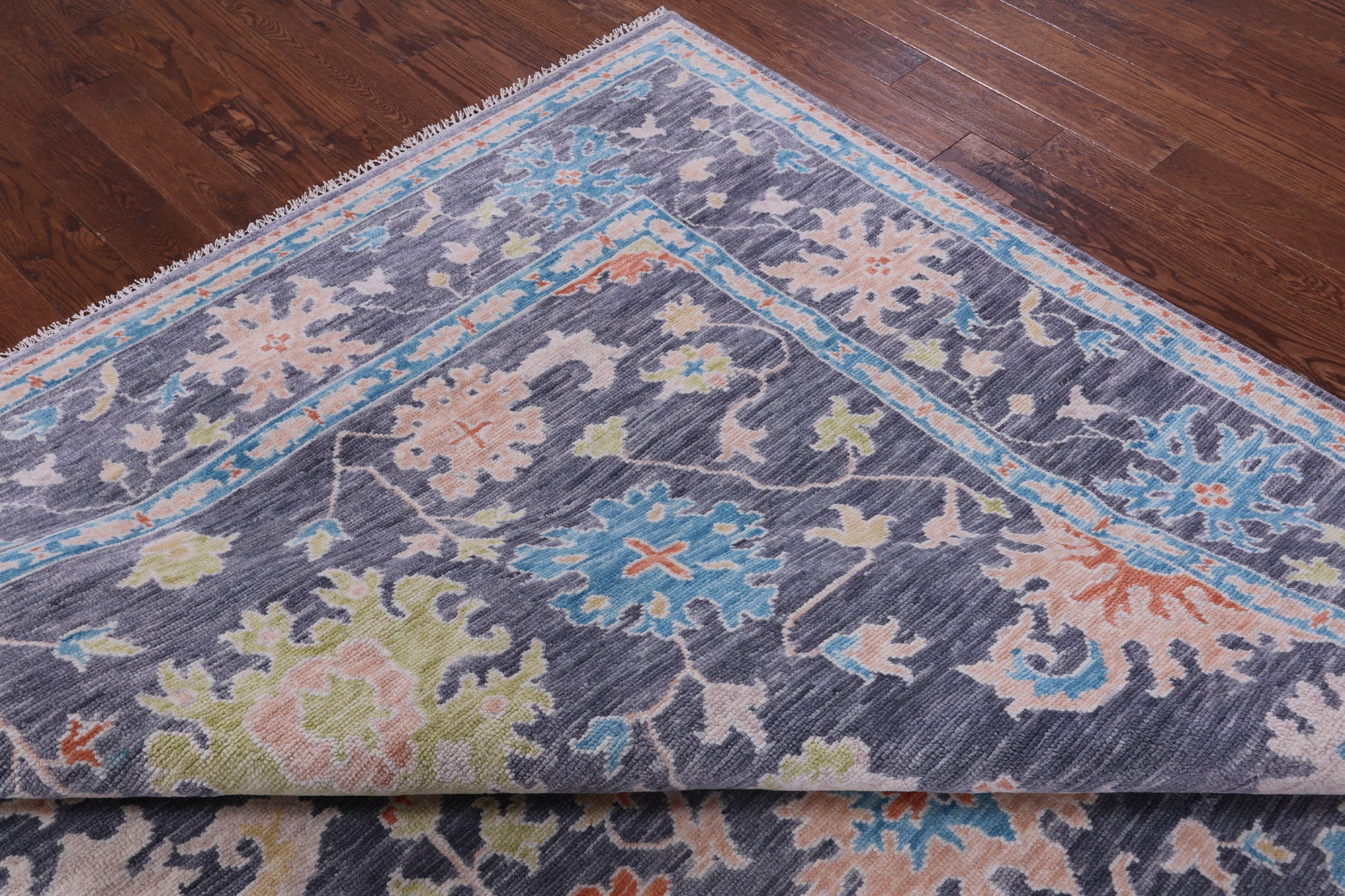 Grey Turkish Oushak Hand Knotted Wool Rug - 9' 0" X 12' 0" - Golden Nile