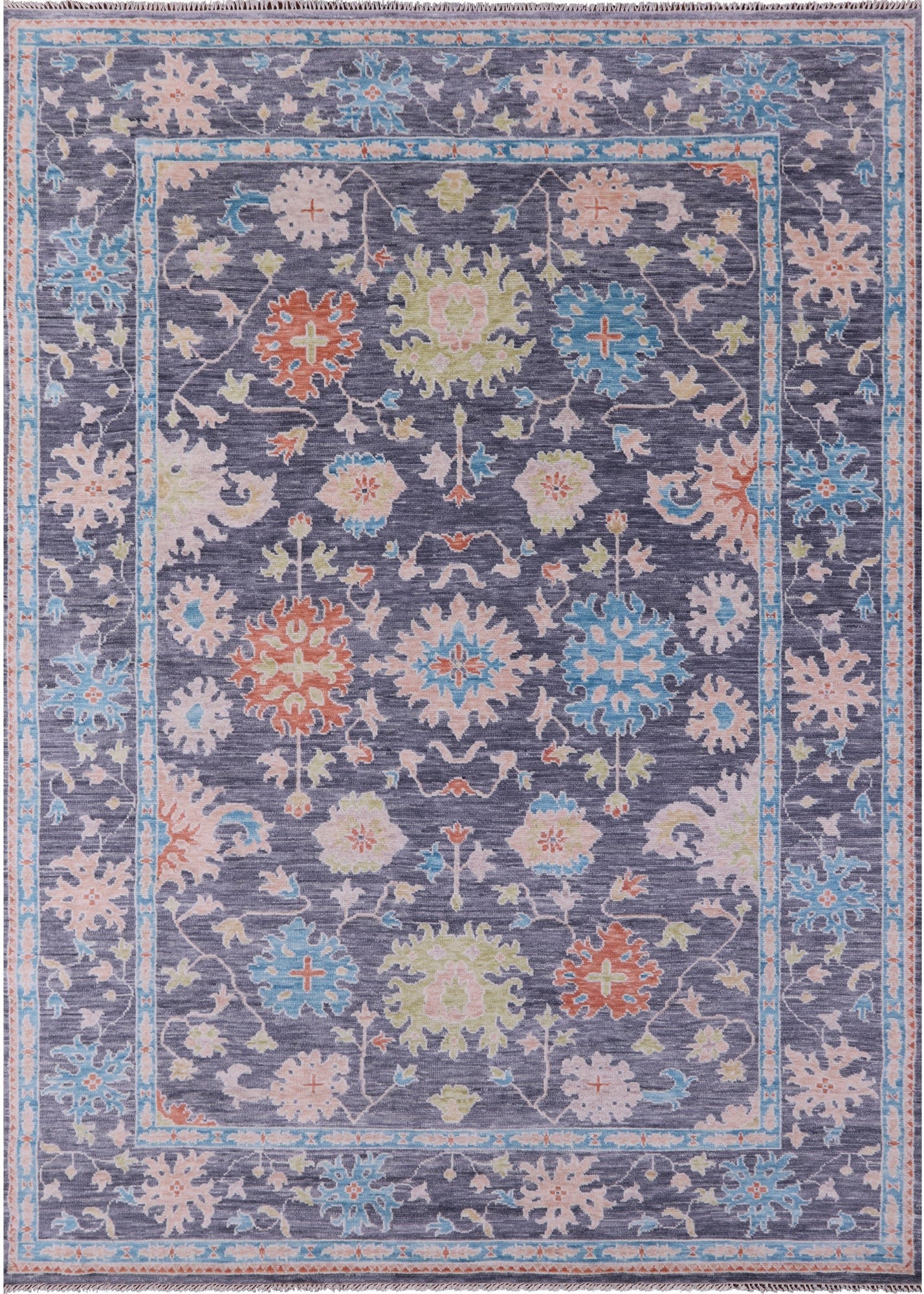 Grey Turkish Oushak Hand Knotted Wool Rug - 9' 0" X 12' 0" - Golden Nile