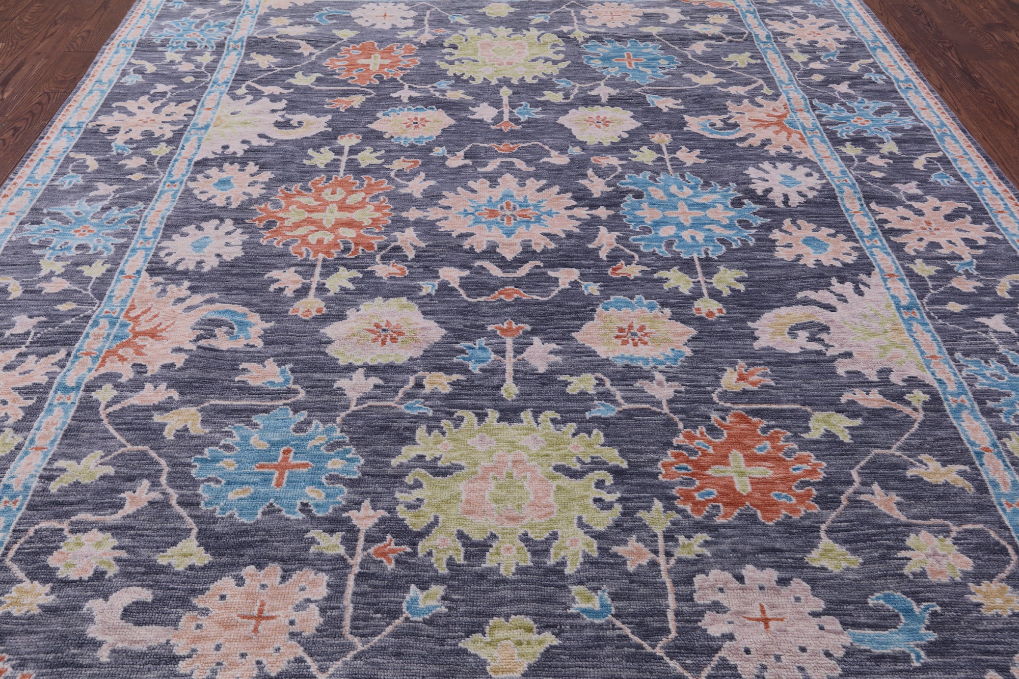 Grey Turkish Oushak Hand Knotted Wool Rug - 9' 0" X 12' 0" - Golden Nile