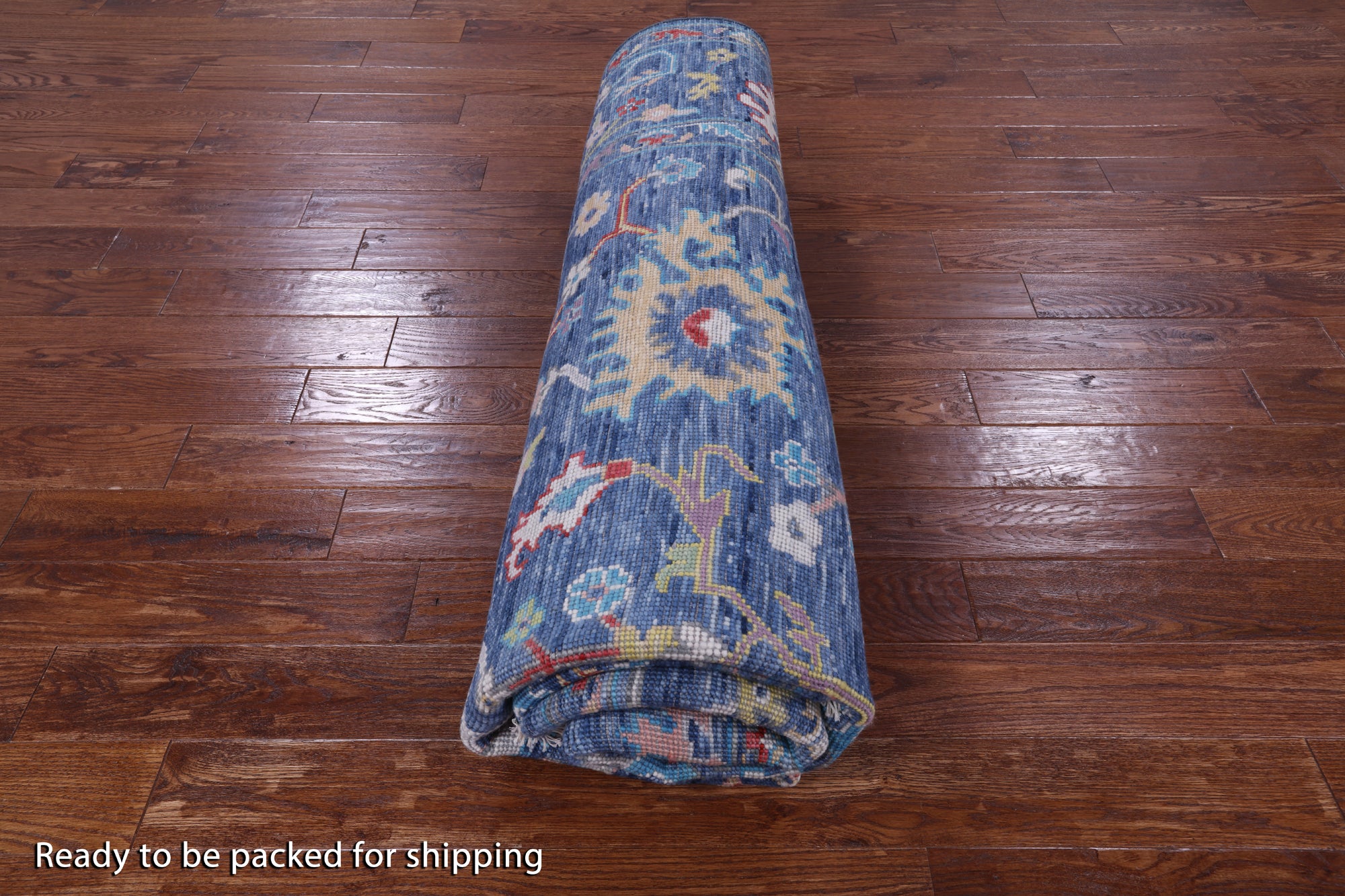 Blue Square Turkish Oushak Handmade Wool Rug - 8' 10" X 8' 11" - Golden Nile