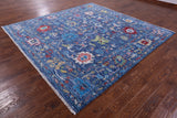 Blue Square Turkish Oushak Handmade Wool Rug - 8' 10" X 8' 11" - Golden Nile