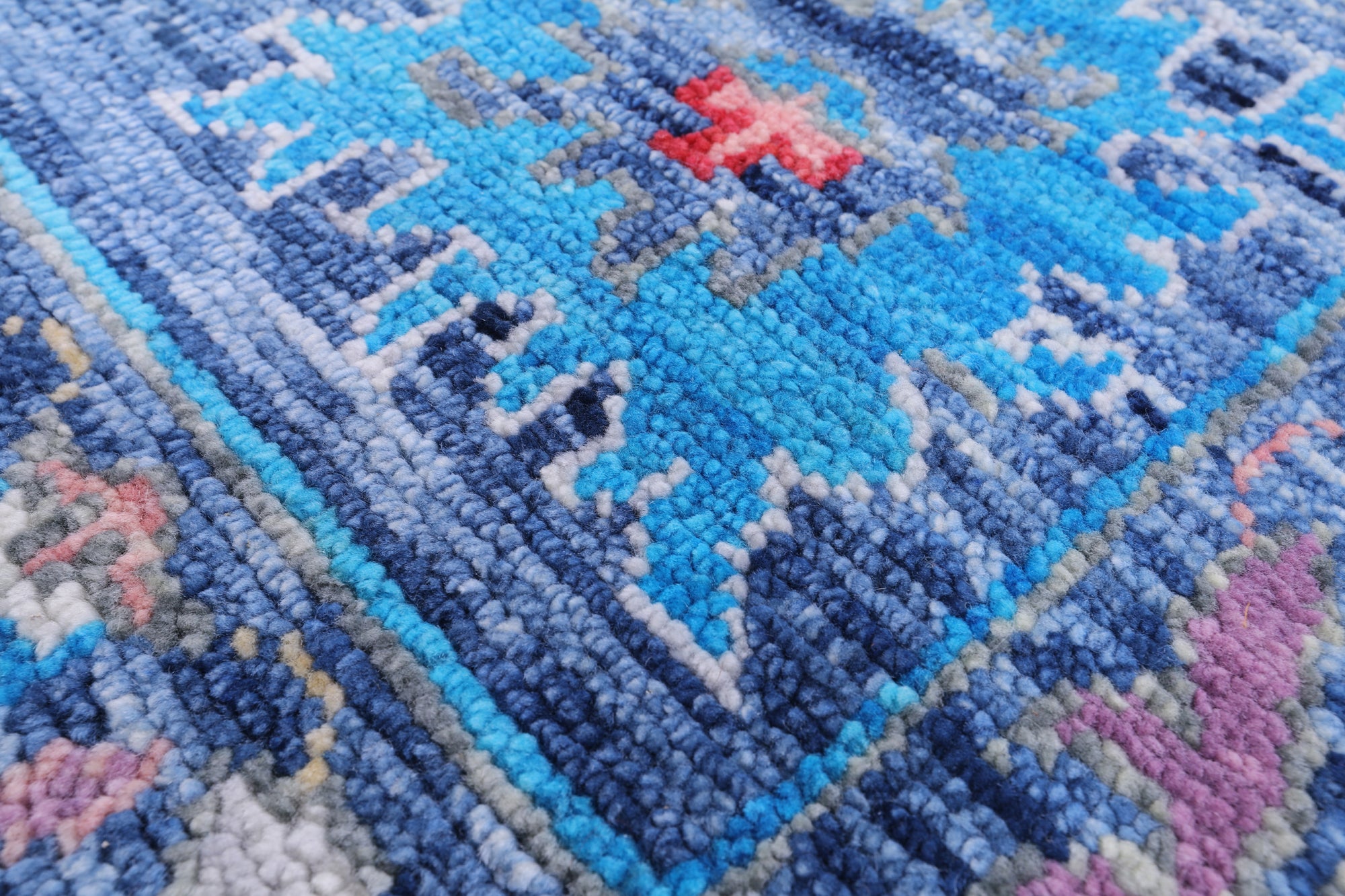 Blue Square Turkish Oushak Handmade Wool Rug - 8' 10" X 8' 11" - Golden Nile