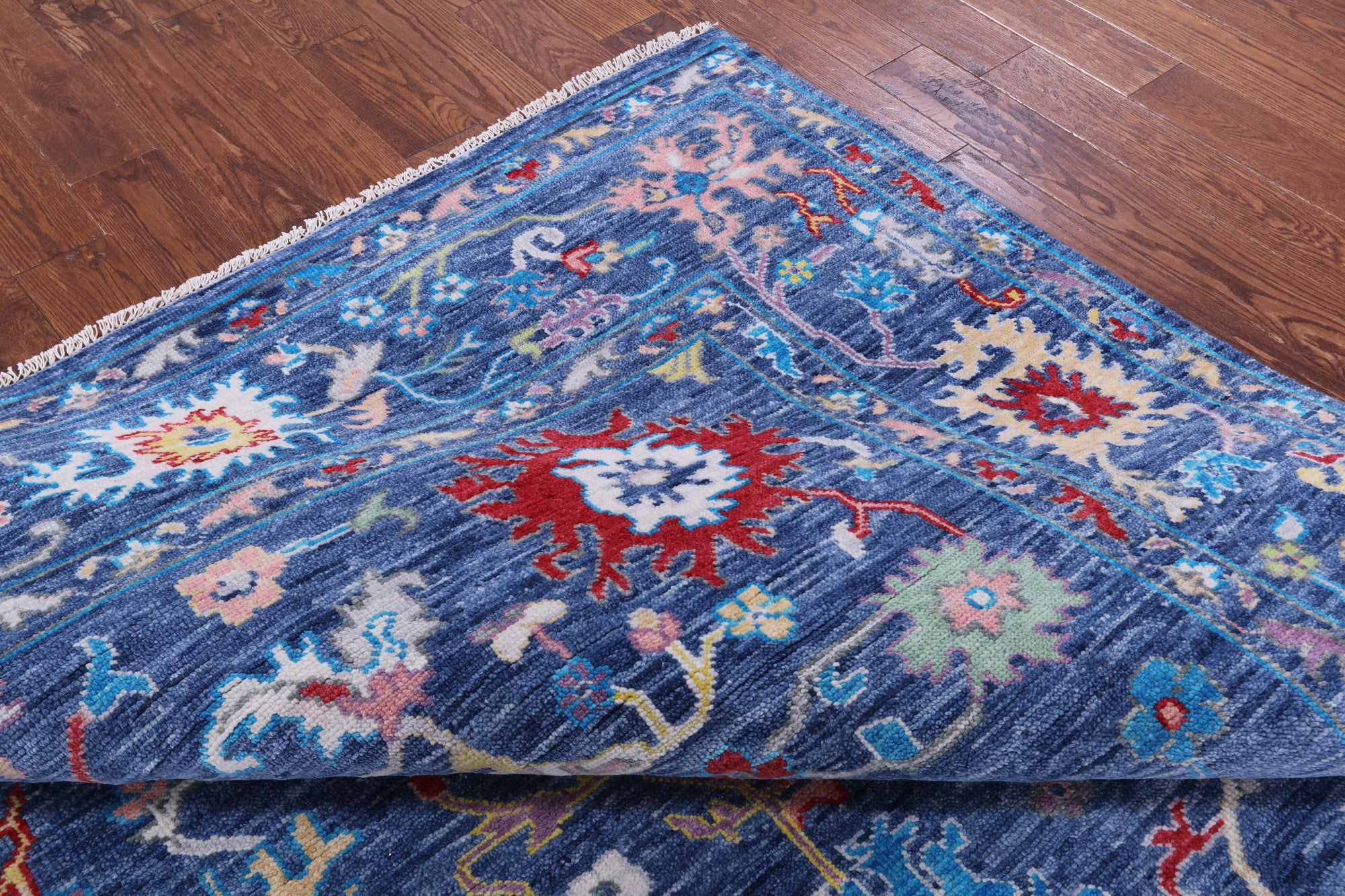 Blue Square Turkish Oushak Handmade Wool Rug - 8' 10" X 8' 11" - Golden Nile