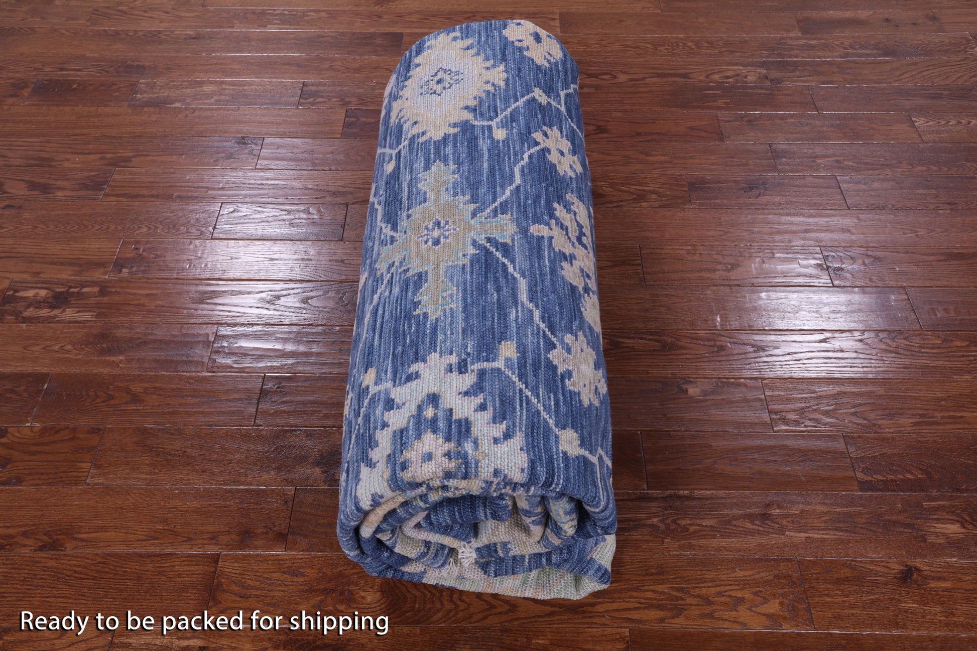 Blue Turkish Oushak Handmade Wool Rug - 10' 4" X 13' 11" - Golden Nile
