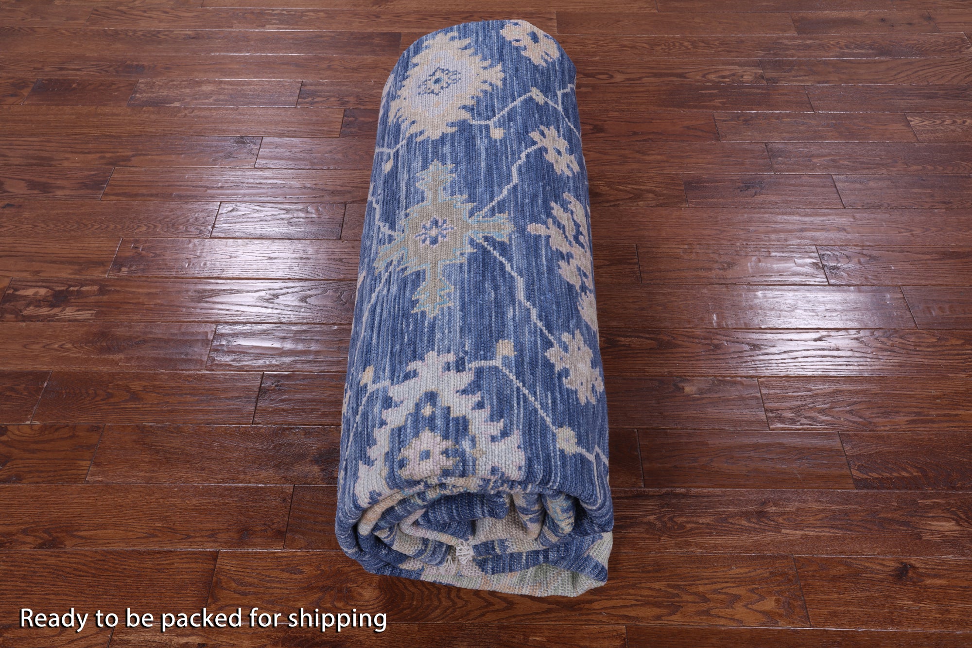 Blue Turkish Oushak Handmade Wool Rug - 10' 4" X 13' 11" - Golden Nile