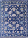 Blue Turkish Oushak Handmade Wool Rug - 10' 4" X 13' 11" - Golden Nile