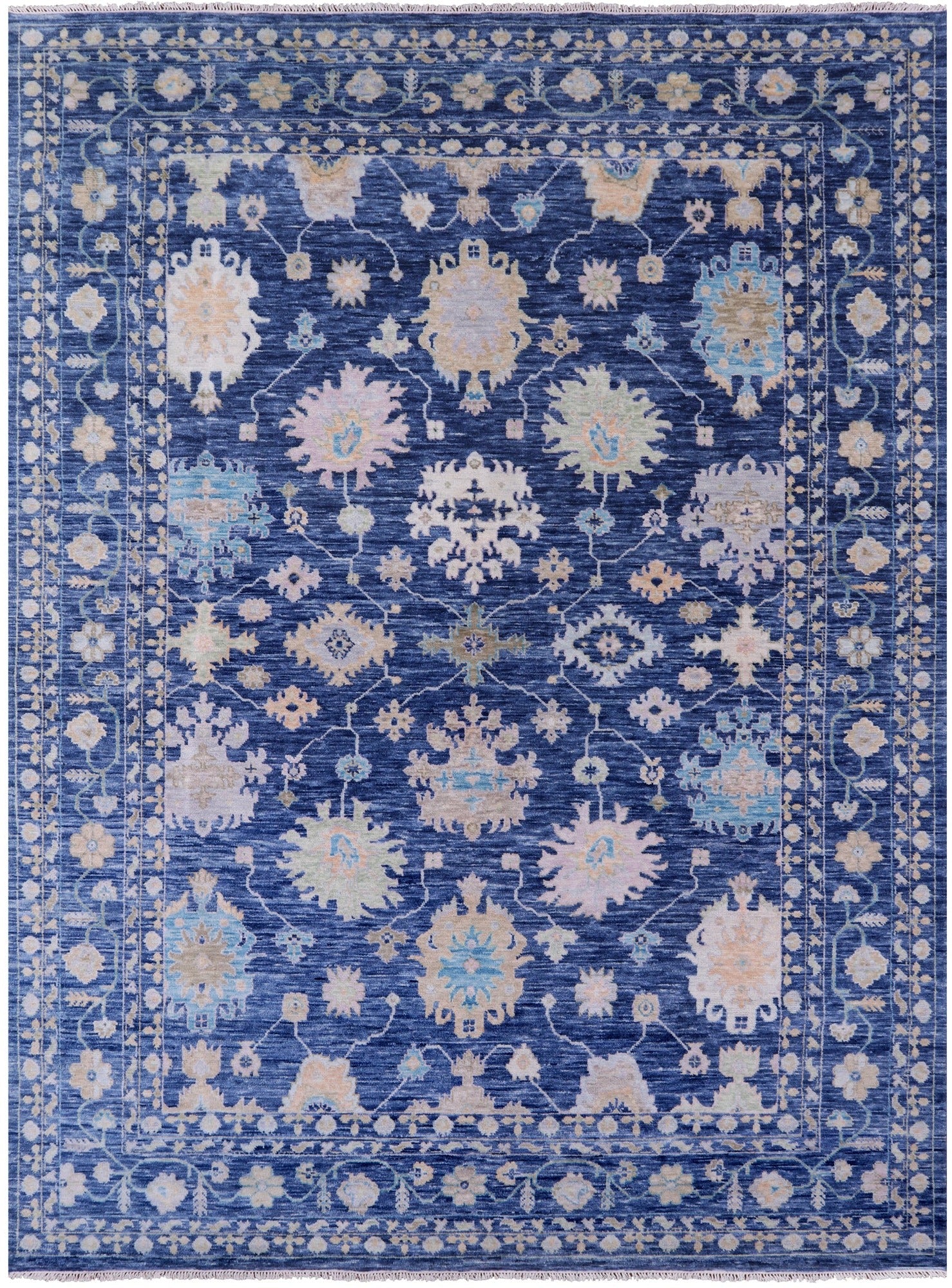Blue Turkish Oushak Handmade Wool Rug - 10' 4" X 13' 11" - Golden Nile