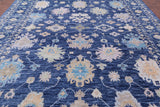 Blue Turkish Oushak Handmade Wool Rug - 10' 4" X 13' 11" - Golden Nile