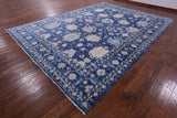 Blue Turkish Oushak Handmade Wool Rug - 10' 4" X 13' 11" - Golden Nile