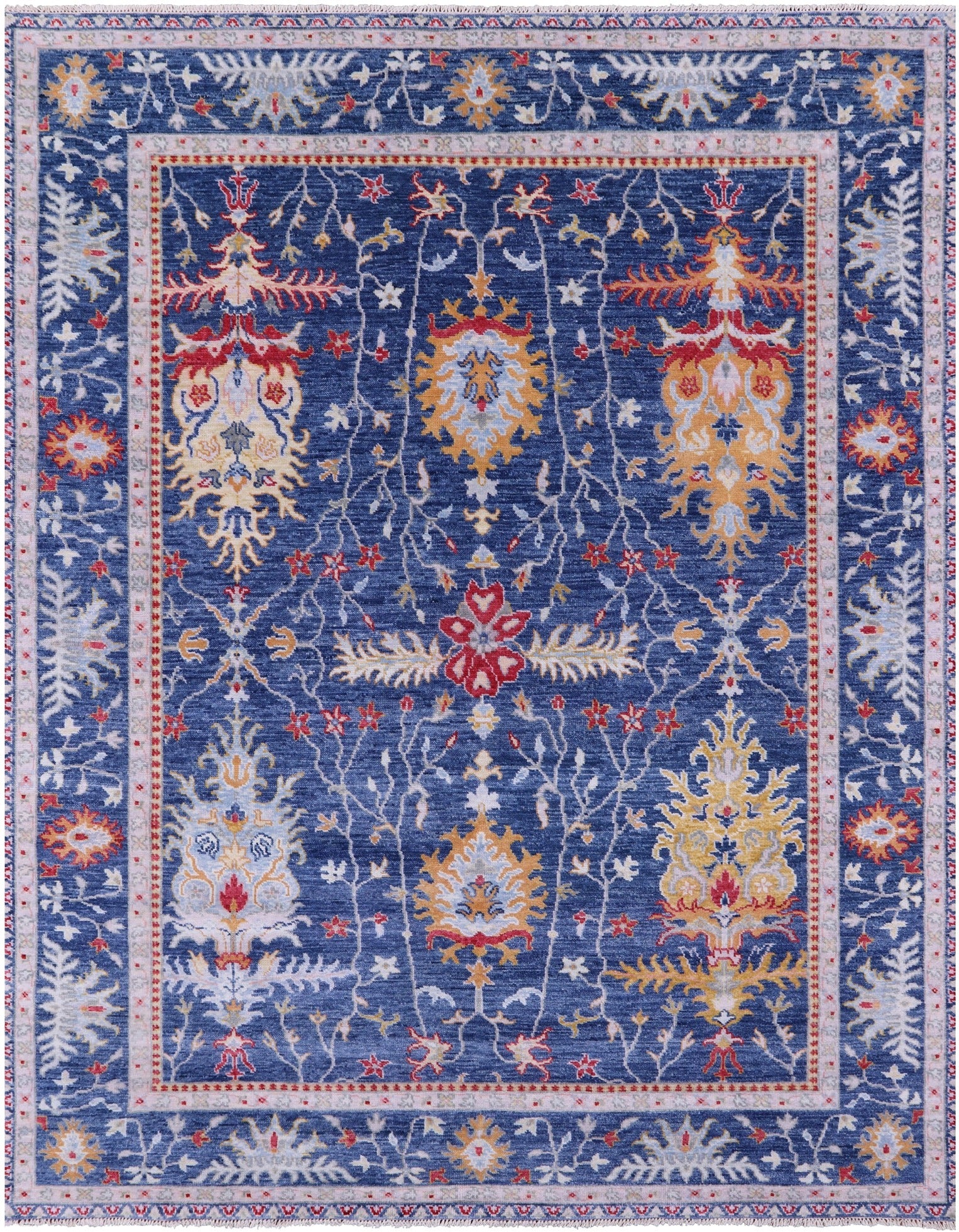 Blue Turkish Oushak Handmade Wool Rug - 8' 10" X 11' 11" - Golden Nile