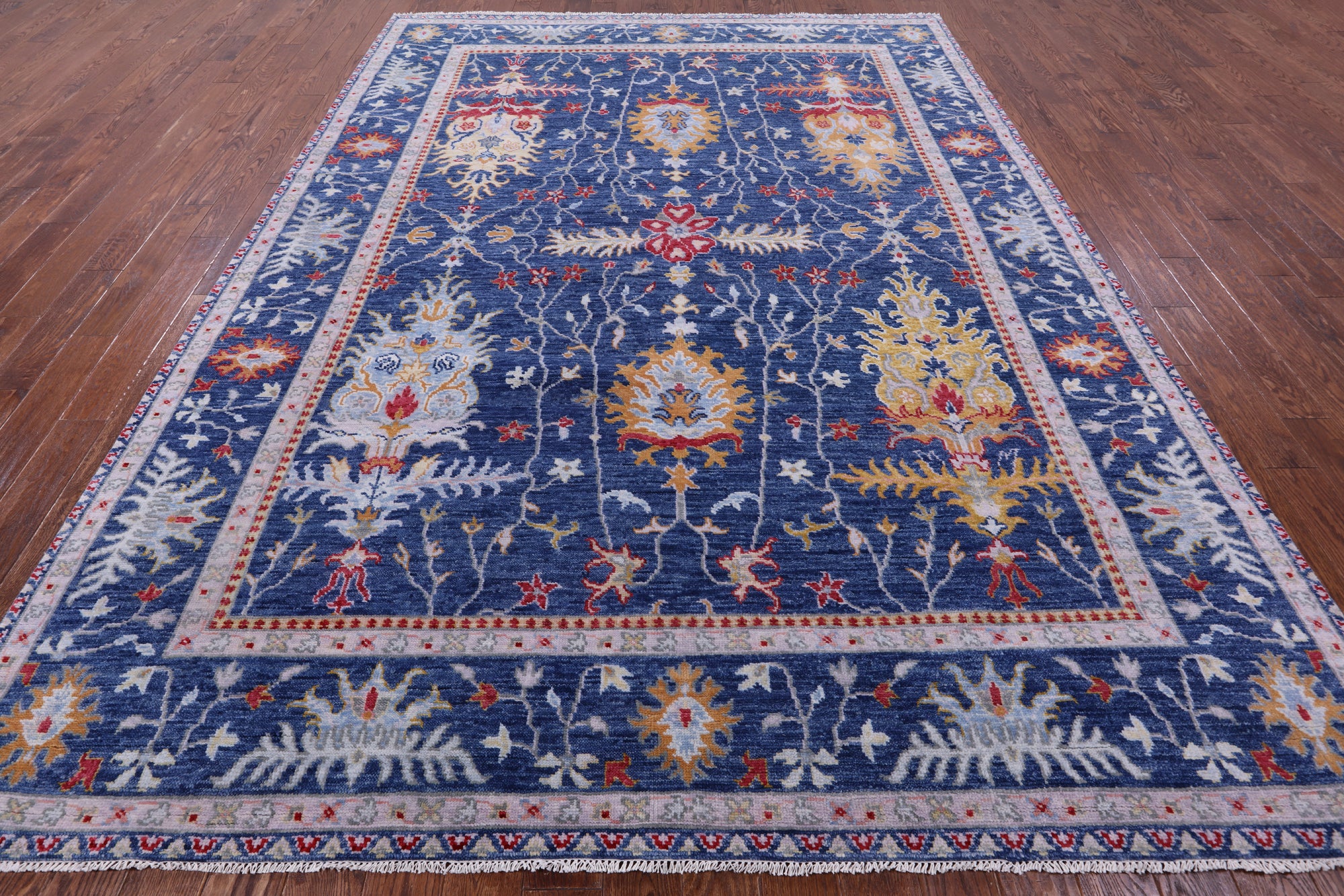 Blue Turkish Oushak Handmade Wool Rug - 8' 10" X 11' 11" - Golden Nile