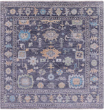 Grey Square Turkish Oushak Hand Knotted Wool Rug - 8' 0" X 8' 2" - Golden Nile