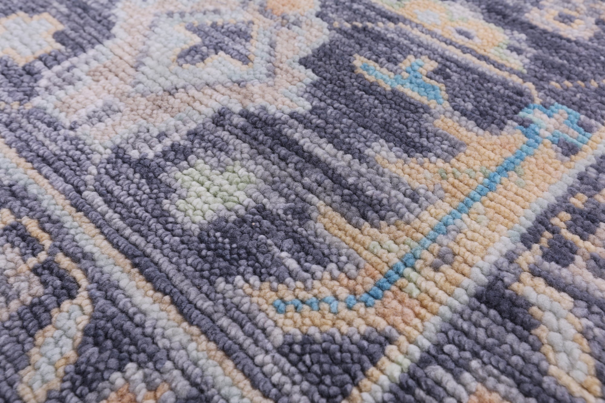 Grey Square Turkish Oushak Hand Knotted Wool Rug - 8' 0" X 8' 2" - Golden Nile