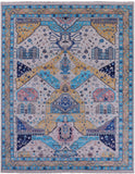 Ivory Turkish Oushak Hand Knotted Wool Rug - 9' 1" X 11' 7" - Golden Nile