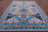 Ivory Turkish Oushak Hand Knotted Wool Rug - 9' 1" X 11' 7" - Golden Nile