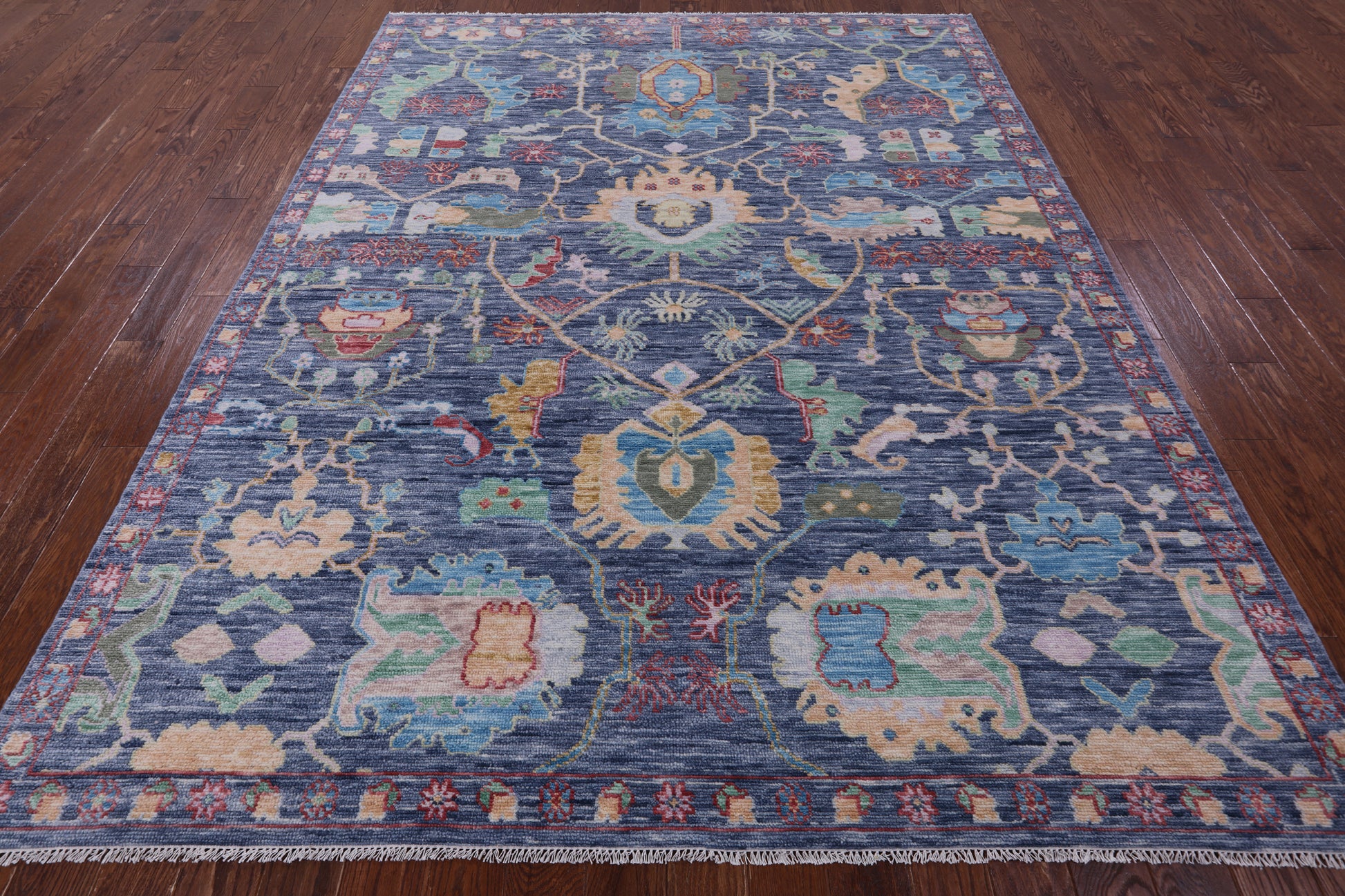 Grey Turkish Oushak Hand Knotted Wool Rug - 7' 11" X 10' 1" - Golden Nile