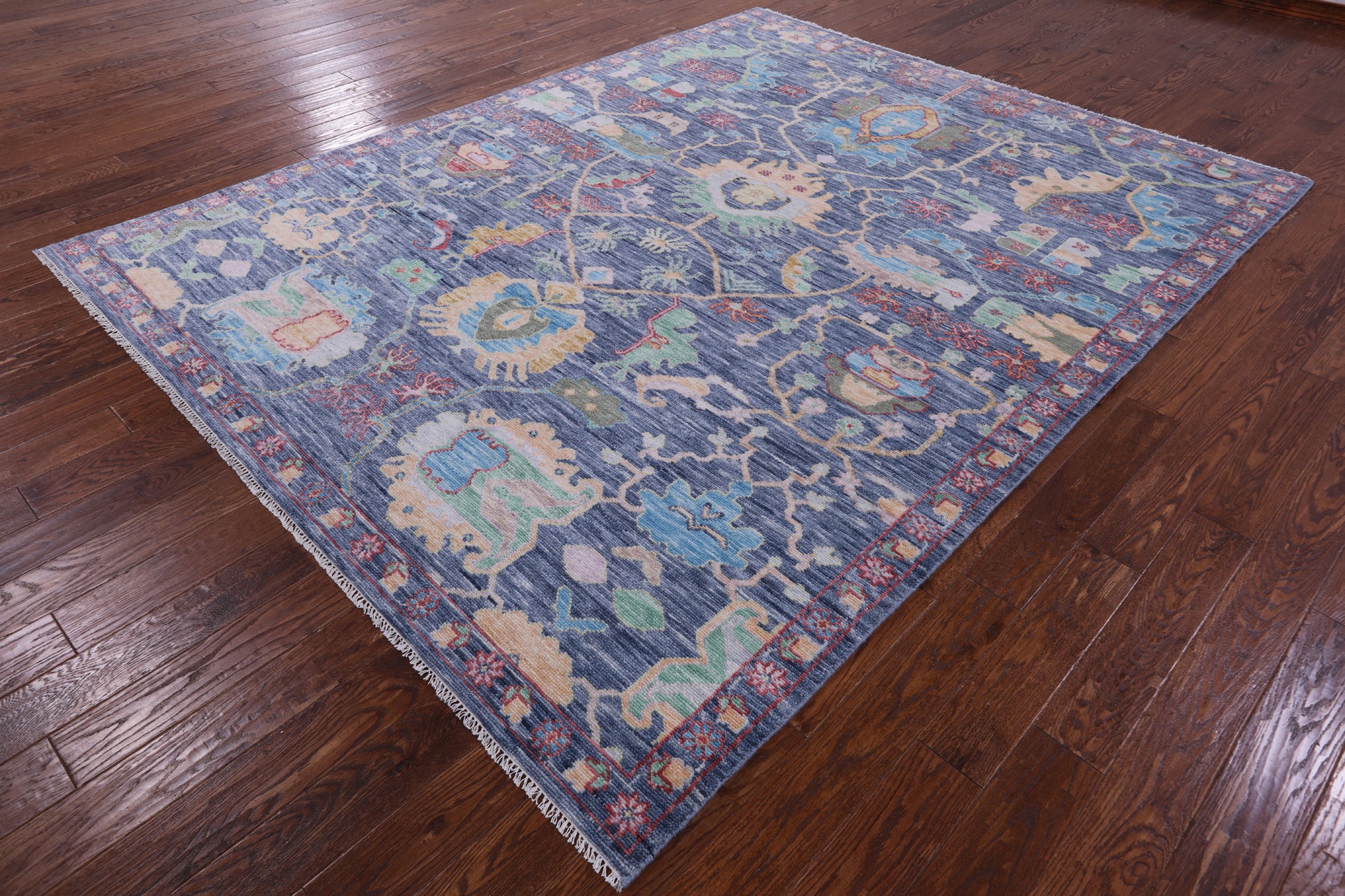 Grey Turkish Oushak Hand Knotted Wool Rug - 7' 11" X 10' 1" - Golden Nile