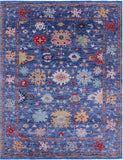 Blue Turkish Oushak Hand Knotted Wool Rug - 9' 0" X 11' 10" - Golden Nile