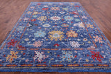 Blue Turkish Oushak Hand Knotted Wool Rug - 9' 0" X 11' 10" - Golden Nile