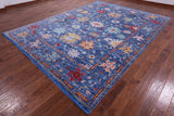 Blue Turkish Oushak Hand Knotted Wool Rug - 9' 0" X 11' 10" - Golden Nile