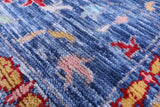 Blue Turkish Oushak Hand Knotted Wool Rug - 9' 0" X 11' 10" - Golden Nile