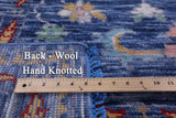 Blue Turkish Oushak Hand Knotted Wool Rug - 9' 0" X 11' 10" - Golden Nile