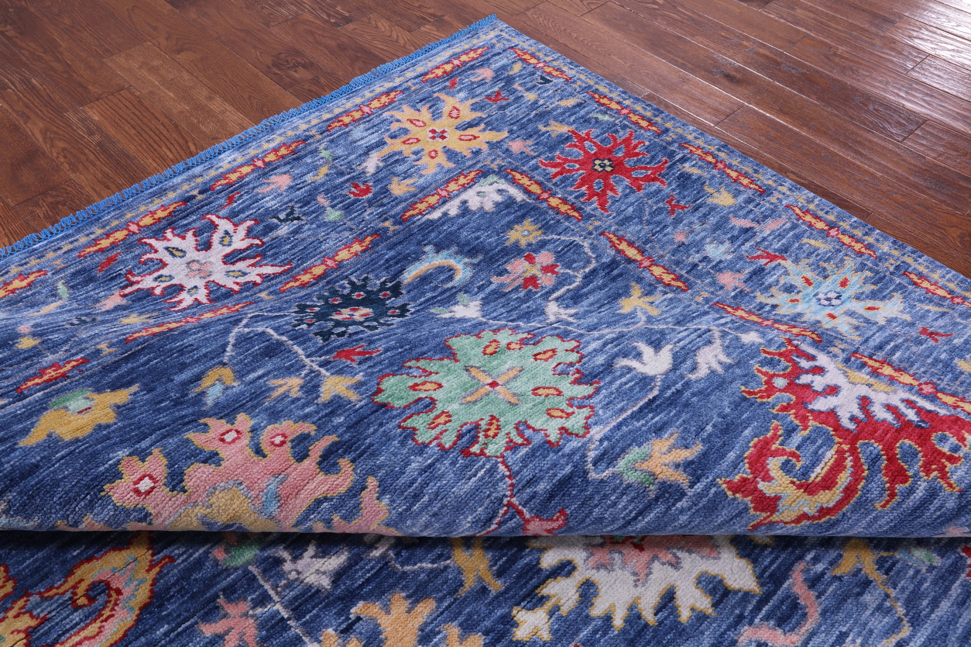 Blue Turkish Oushak Hand Knotted Wool Rug - 9' 0" X 11' 10" - Golden Nile