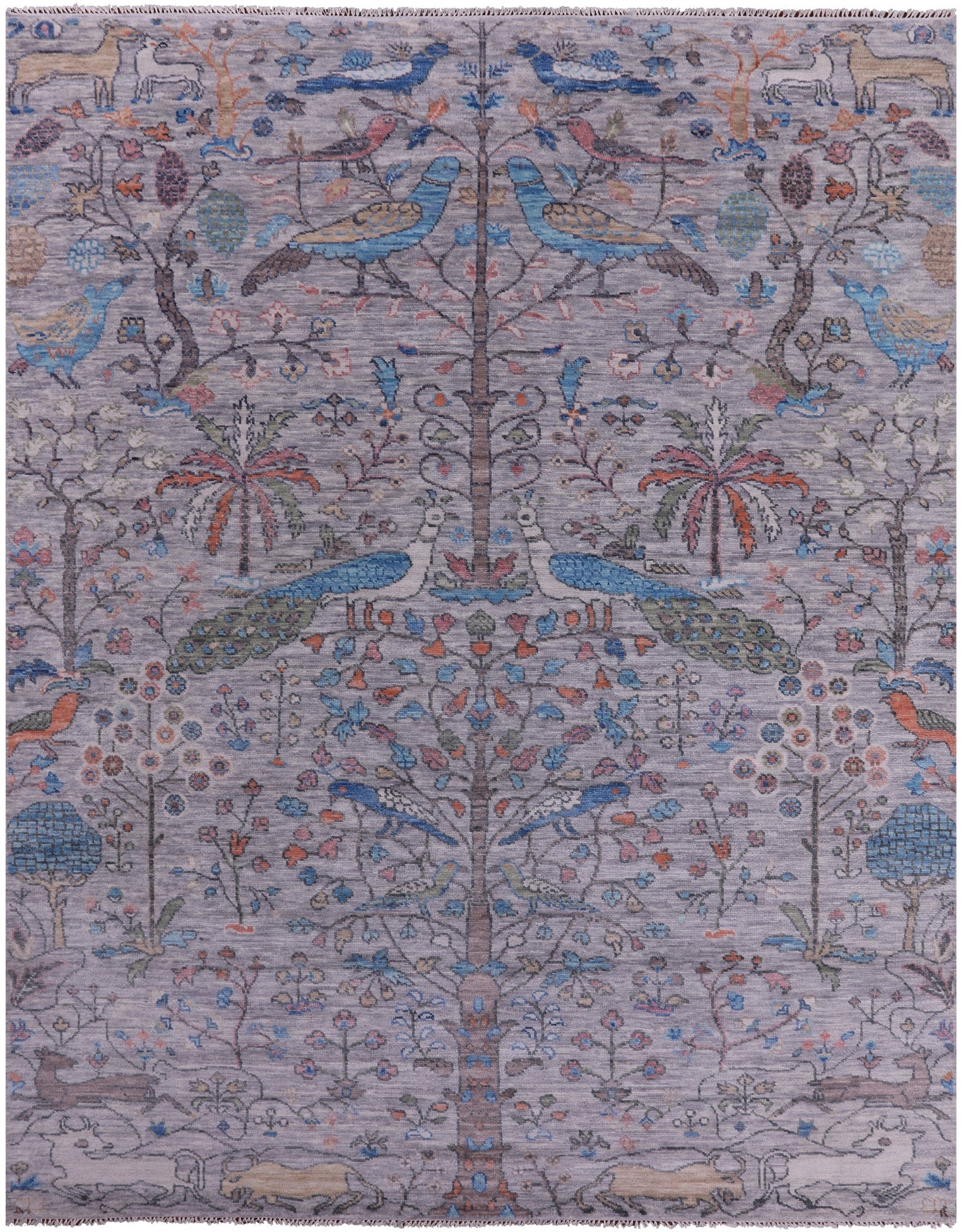 Grey Tree Of Life Persian Handmade Wool Rug - 9' 3" X 11' 10" - Golden Nile