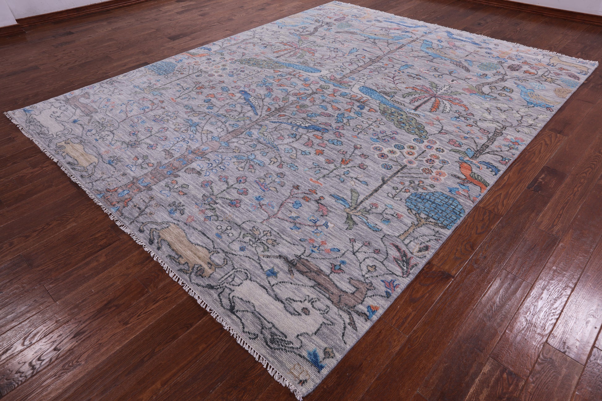 Grey Tree Of Life Persian Handmade Wool Rug - 9' 3" X 11' 10" - Golden Nile