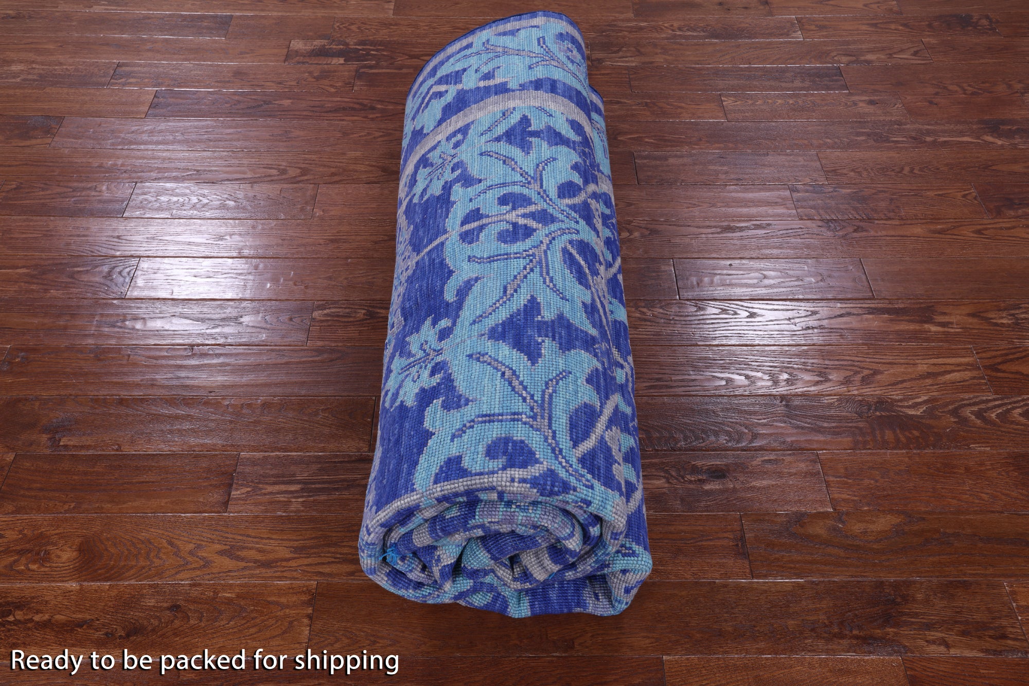 Blue William Morris Hand Knotted Wool Rug - 8' 10" X 12' 5" - Golden Nile