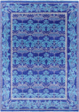 Blue William Morris Hand Knotted Wool Rug - 8' 10" X 12' 5" - Golden Nile