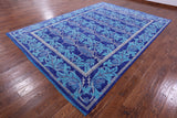 Blue William Morris Hand Knotted Wool Rug - 8' 10" X 12' 5" - Golden Nile