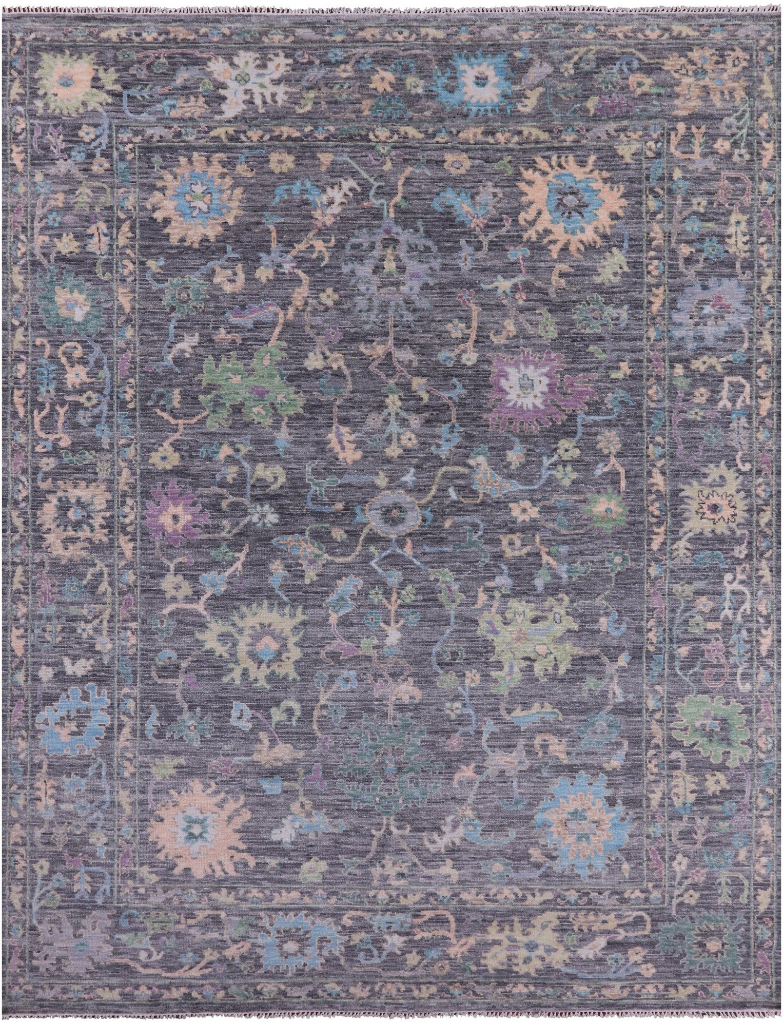 Grey Turkish Oushak Hand Knotted Wool Rug - 9' 3" X 12' 2" - Golden Nile