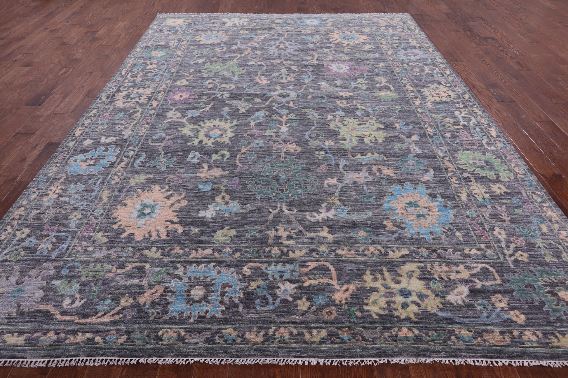 Grey Turkish Oushak Hand Knotted Wool Rug - 9' 3" X 12' 2" - Golden Nile
