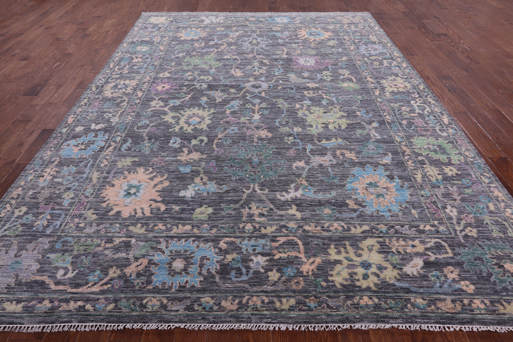 Grey Turkish Oushak Hand Knotted Wool Rug - 9' 3" X 12' 2" - Golden Nile