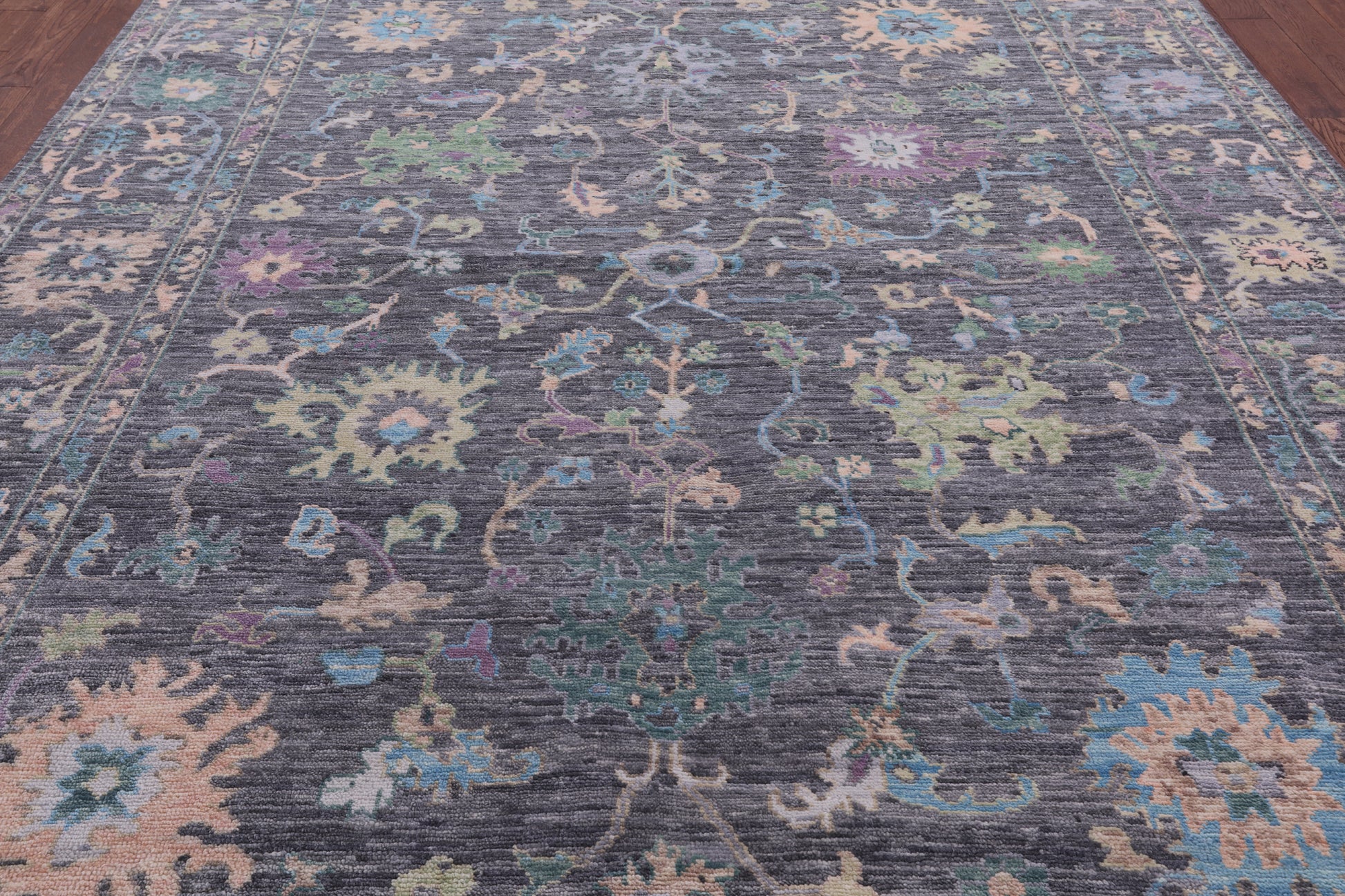 Grey Turkish Oushak Hand Knotted Wool Rug - 9' 3" X 12' 2" - Golden Nile