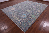 Grey Turkish Oushak Hand Knotted Wool Rug - 9' 3" X 12' 2" - Golden Nile