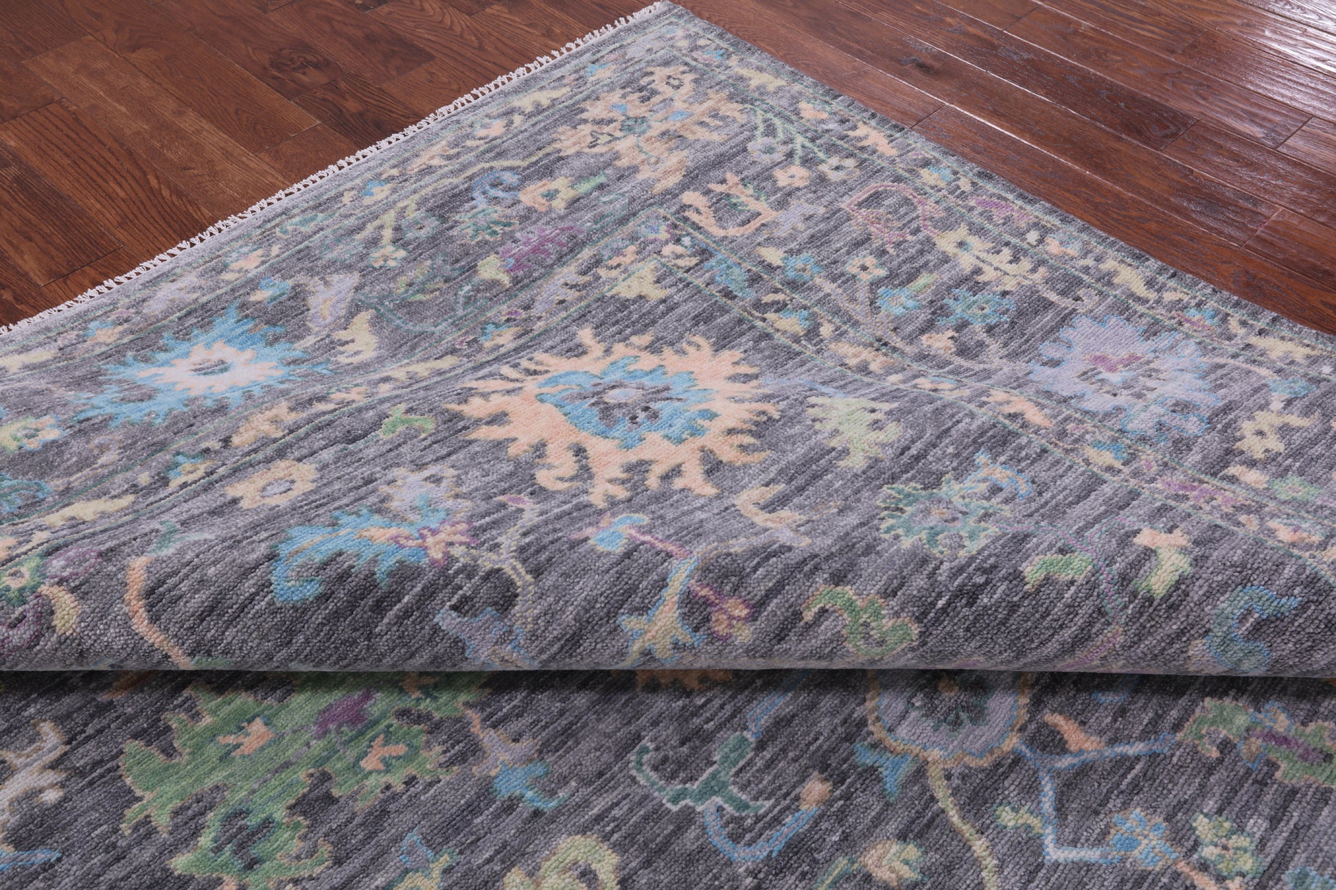 Grey Turkish Oushak Hand Knotted Wool Rug - 9' 3" X 12' 2" - Golden Nile