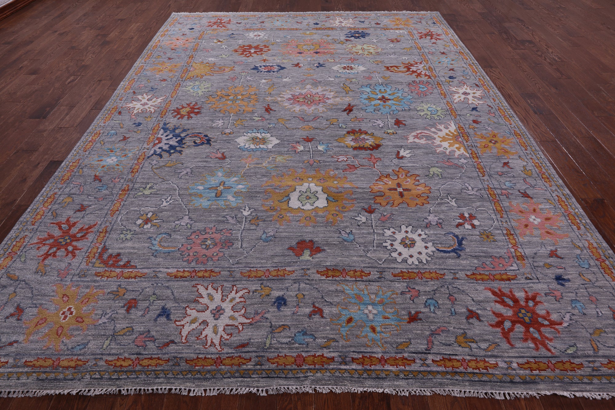 Grey Turkish Oushak Handmade Wool Rug - 9' 3" X 12' 2" - Golden Nile