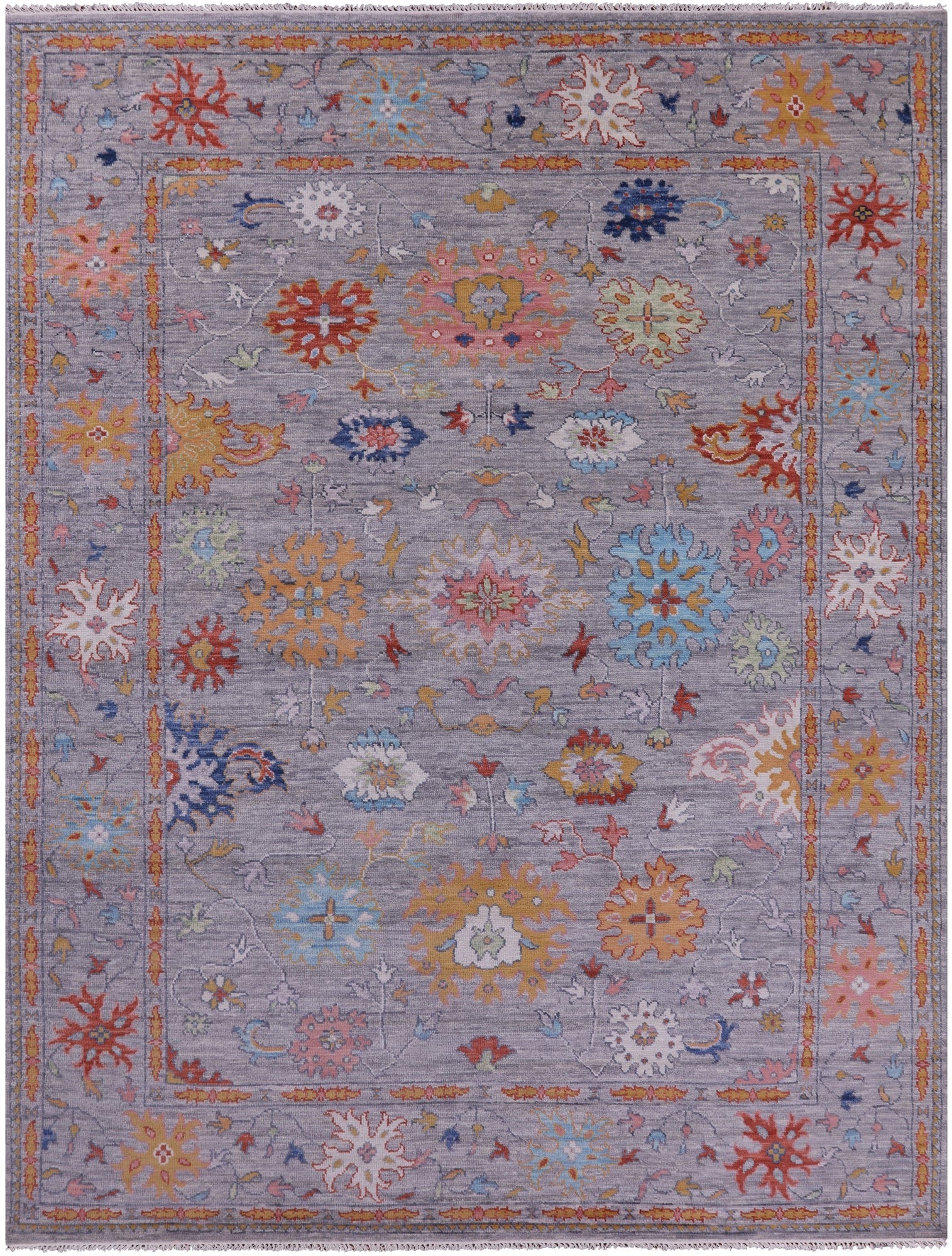 Grey Turkish Oushak Handmade Wool Rug - 9' 3" X 12' 2" - Golden Nile
