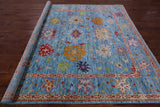 Blue Square Turkish Oushak Hand Knotted Wool Rug - 7' 11" X 8' 1" - Golden Nile
